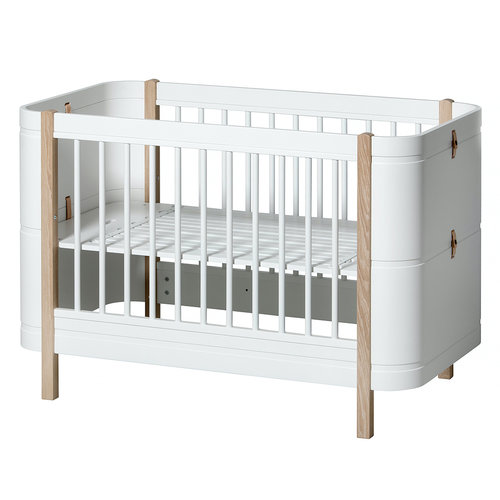 Oliver Furniture Wood Mini+ baby cot bed, white-oak