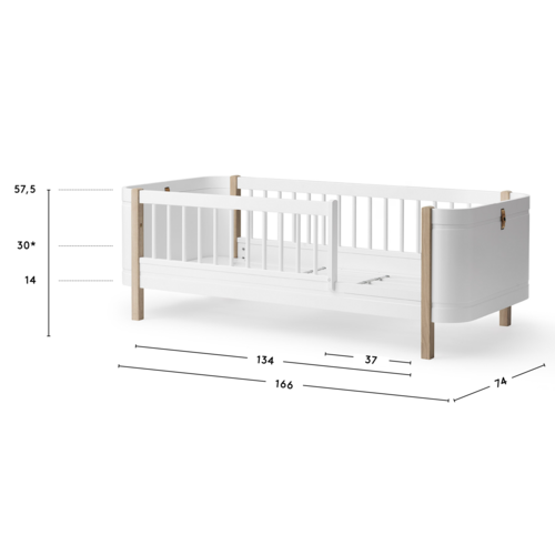 Oliver Furniture Wood Mini+ Juniorbett, weiß-Eiche