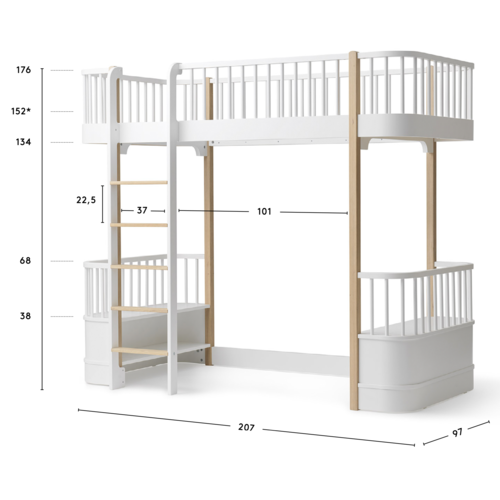 Oliver Furniture Wood Original loft bed  white