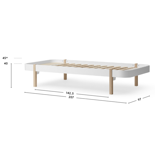 Oliver Furniture Wood Lounger Bett 90 x 200 cm, weiß