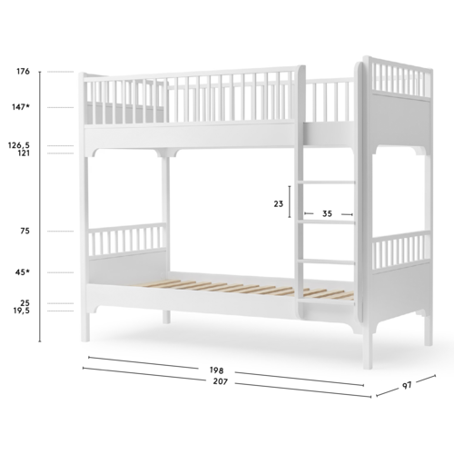 Oliver Furniture Seaside Classic Etagenbett mit gerader Leiter,  weiß