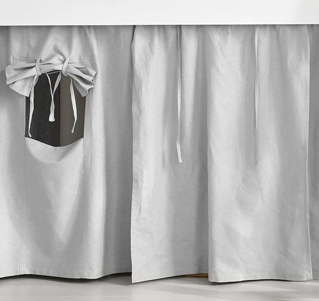 Oliver Furniture Vorhang für 138 in grau halbhohes Kindermöbel cm Hochbett ROMY 