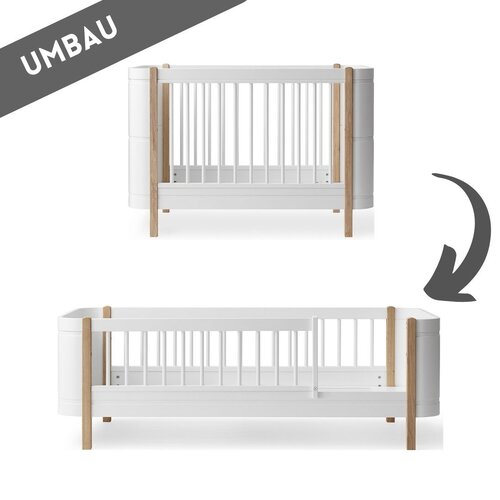Oliver Furniture Umbau Wood Mini+ Babybett zum Juniorbett weiß/Eiche
