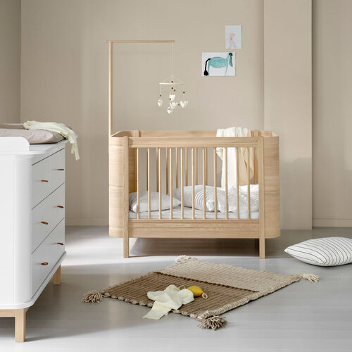 Oliver Furniture Wood Mini+ baby cot bed with junior kit oak