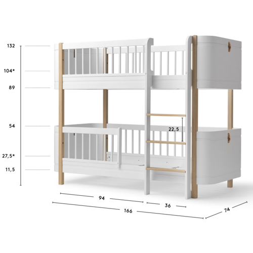 Oliver Furniture Wood Mini+ low loft bunk bed white-oak - Copy