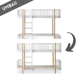 Oliver Furniture Conversion half high loft bed to half high bunk bed Wood white oak