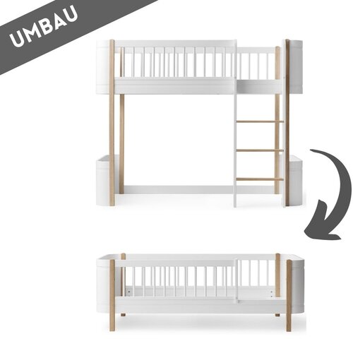Oliver Furniture Umbau Wood Mini+ halbhohes Hochbett zum Mini+ Juniorbett weiß/Eiche
