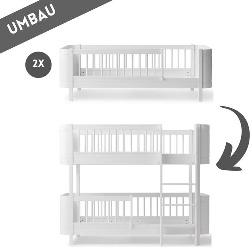 Oliver Furniture Umbau Wood 2 Mini+ Juniorbetten zum Mini+ halbhohen Etagenbett weiß