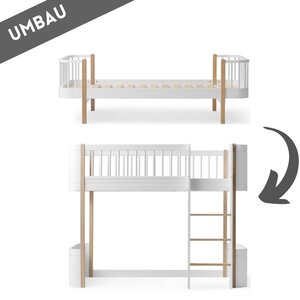 Oliver Furniture Umbau Wood Mini+ Juniorbett zum Mini+ halbhohen Hochbett weiß/Eiche