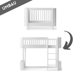 Oliver Furniture Umbau Wood Mini+ Babybett zum halbhohen Hochbett weiß