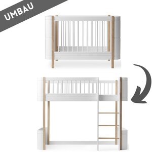 Oliver Furniture Umbau Wood Mini+ Babybett zum halbhohen Hochbett weiß/Eiche