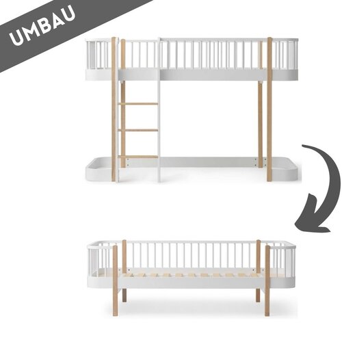 Oliver Furniture Umbausatz vom halbhohen Bett zum Bettsofa Wood weiß/Eiche