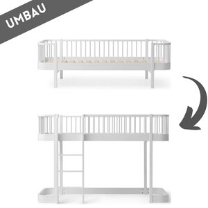 Oliver Furniture Conversion bed sofa to half height loft bed white