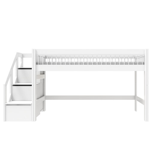 LIFETIME KIDSROOMS Half height bed breeze with stairs white