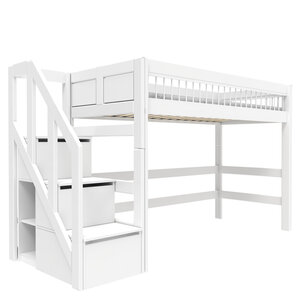 LIFETIME KIDSROOMS Low loft bed breeze with stairs white