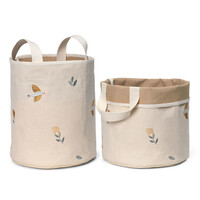 Embroidered storage baskets Songbirds small