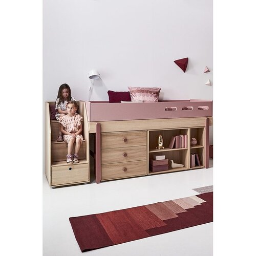 FLEXA Mid-height bed with stairs and complete storage space