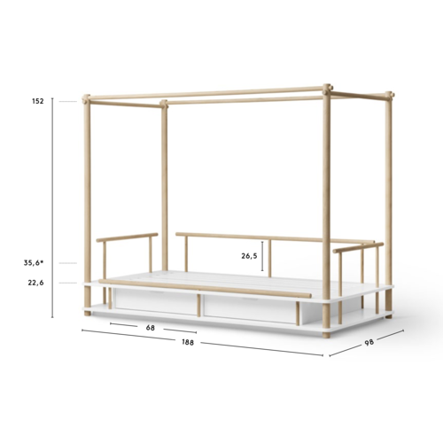 Oliver Furniture Camp Himmelbett weiß-Eiche