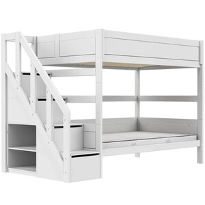 LIFETIME KIDSROOMS Original Bunk bed with stairs 120 x 200 white