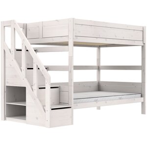 LIFETIME KIDSROOMS Original Bunk bed with stairs 120 x 200 whitewash
