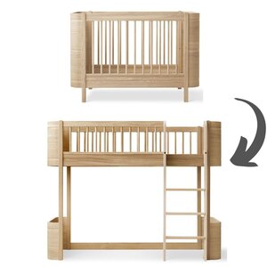 Oliver Furniture Conversion Mini+ Basic to low loft bed in oak
