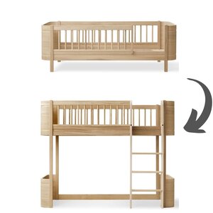 Oliver Furniture Conversion Mini+ junior bed to low loft bed oak