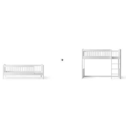 Oliver Furniture Umbau Wood Lille+ Juniorbett zum halbhohen Hochbett weiß