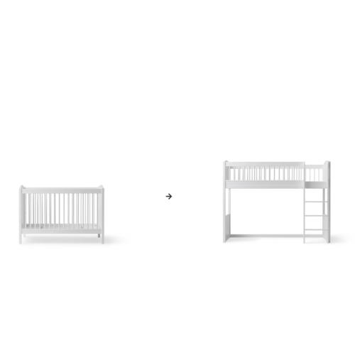 Oliver Furniture Umbau Wood Lille+ Babybett zum halbhohen Hochbett weiß