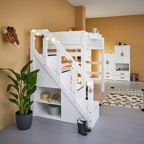 LIFETIME KIDSROOMS Original Hochbett  mit Treppe 90 x 200 weiß LIFETIME KIDSROOMS Original Hochbett  mit Treppe 90 x 200 weiß