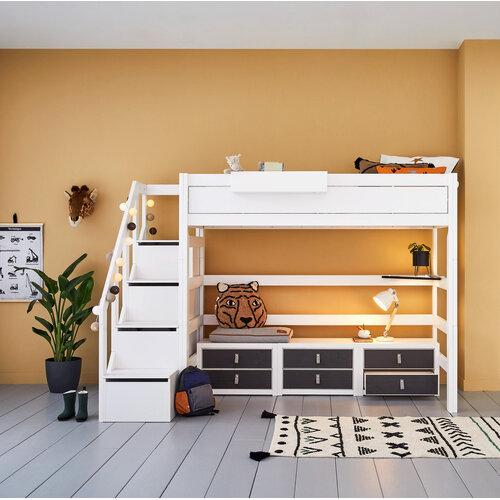 LIFETIME KIDSROOMS Original Hochbett  mit Treppe 90 x 200 weiß LIFETIME KIDSROOMS Original Hochbett  mit Treppe 90 x 200 weiß