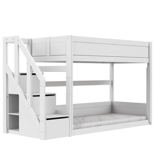 LIFETIME KIDSROOMS Original Niedriges Etagenbett mit Treppe weiß LIFETIME KIDSROOMS Original Niedriges Etagenbett mit Treppe weiß