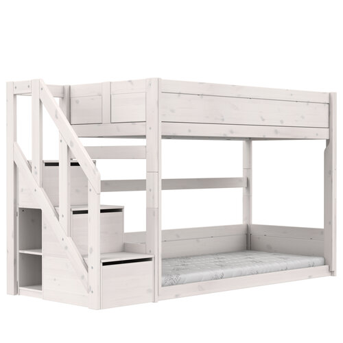 LIFETIME KIDSROOMS Original Low Bunk bed with stairladder whitewash LIFETIME KIDSROOMS Original Low Bunk bed with stairladder whitewash