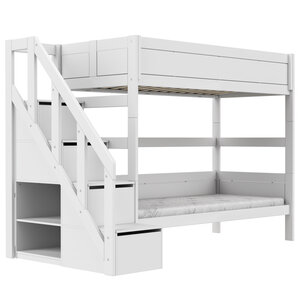 LIFETIME KIDSROOMS Original Bunk bed with stairladder white LIFETIME KIDSROOMS Original Bunk bed with stairladder white