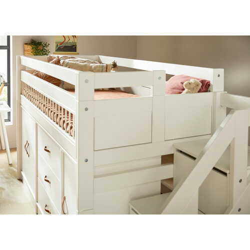 LIFETIME KIDSROOMS Original Etagenbett mit Treppe in whitewash