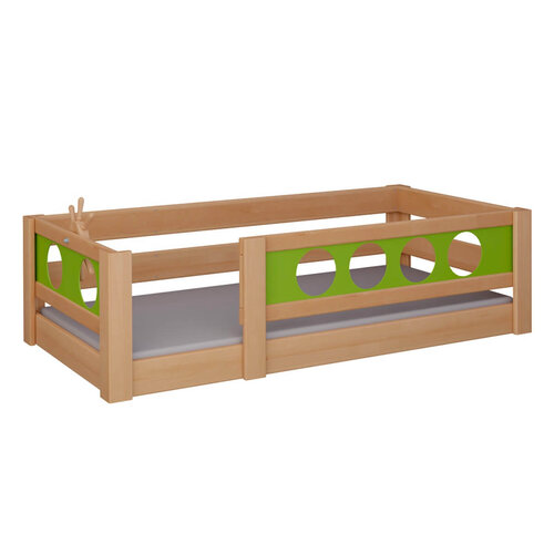 WOOKIDS Montessori-Bodenbett Pirat, Deluxe de Breuyn in massiv Buche geölt, Füllungen weiß WOOKIDS Montessori-Bodenbett Pirat, Deluxe de Breuyn in massiv Buche geölt, Füllungen weiß