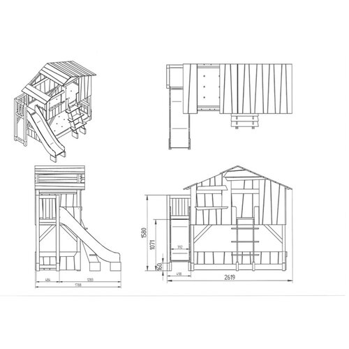 MATHY BY BOLS Tree house bunk bed with slide and platform