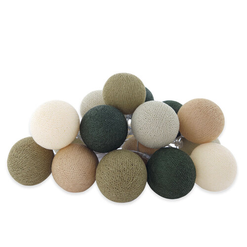 LIFETIME KIDSROOMS Lichterkette mit Baumwollkugeln Earthy Green