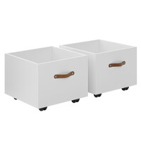2 toy boxes on wheels white
