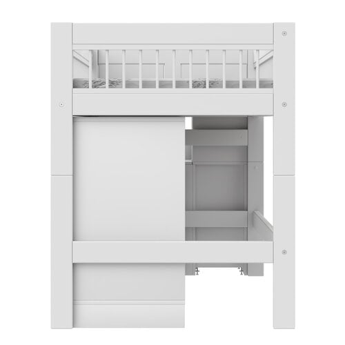 LIFETIME KIDSROOMS Halbhohes Bett ALL-IN-ONE mit Treppe weiß