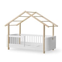 Wood Mini+ Hausbett weiß-Eiche