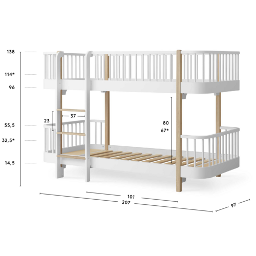 Oliver Furniture Wood Original halbhohes Etagenbett Eiche