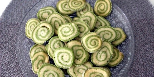 Matcha-vanille swirl koekjes