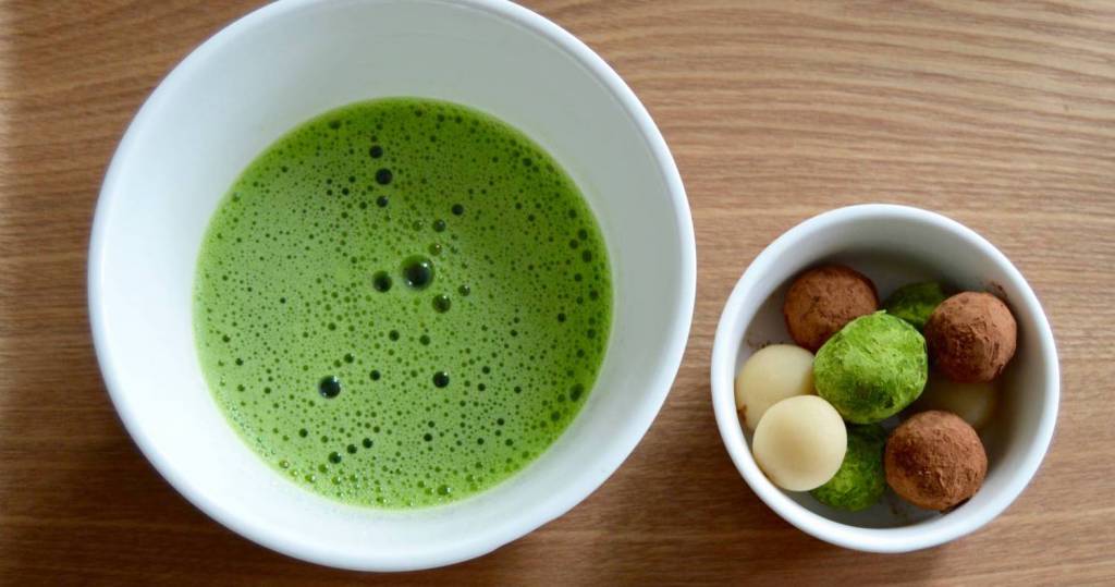 Marsepein met matcha