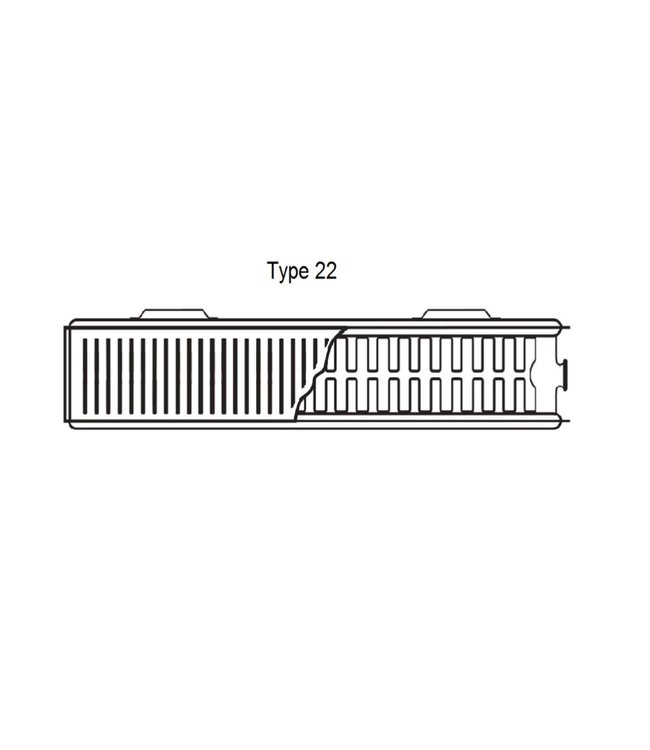  60x80 cm Type 22 - 1751 watts - ECA Panneau radiateur Compact 8 façade nervurée - Noir mat (Ral 9005)