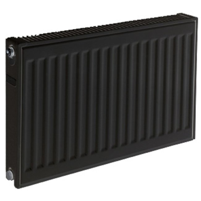  60x120 cm Type 22 - 2627 watts - ECA Panneau radiateur Compact 8 façade nervurée - Noir mat (Ral 9005)