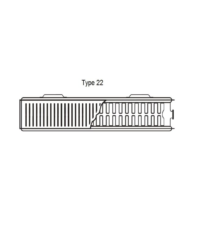  60x120 cm Type 22 - 2627 watts - ECA Panneau radiateur Compact 8 façade nervurée - Noir mat (Ral 9005)