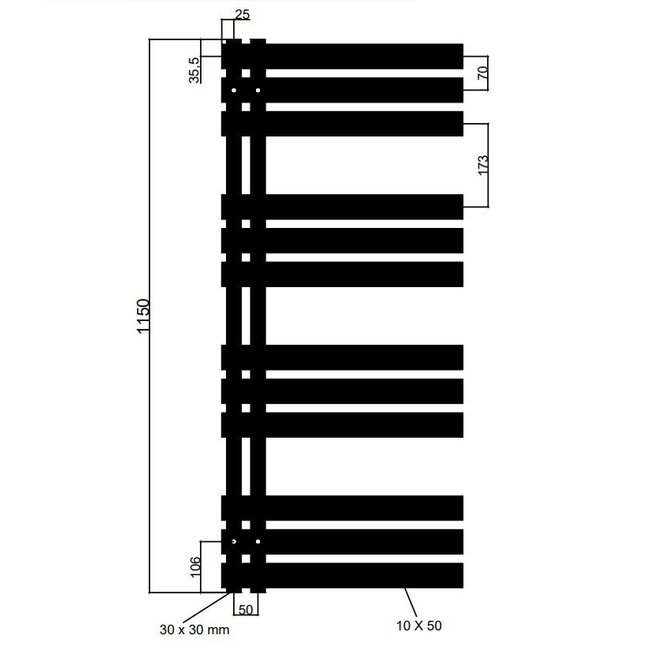  115x40 cm - 600 Watt - Oppio Elite Handdoekradiator - Wit (Ral 9016)