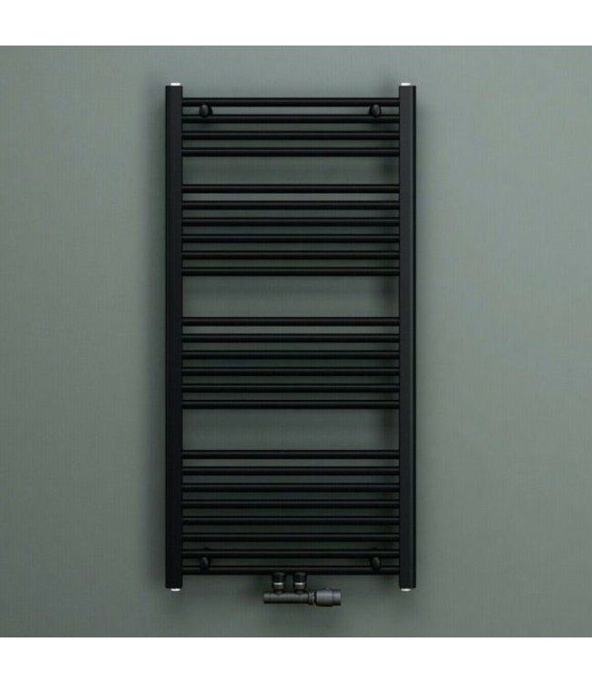  Universele radiator-aansluitset Zwart (midden-onder-haaks) onderblokset