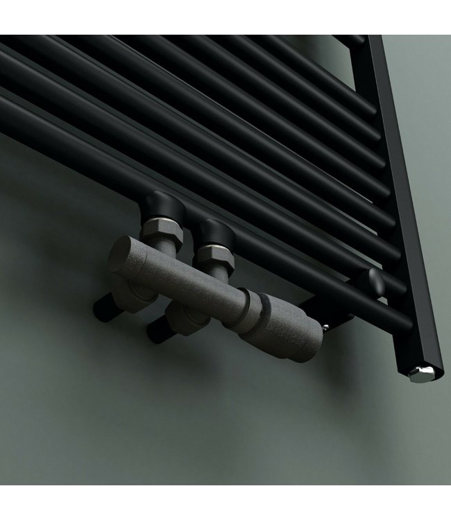  Universele radiator-aansluitset Zwart (midden-onder-haaks) onderblokset