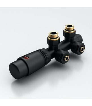 Oppio Universele radiator-aansluitset Zwart (midden-onder-haaks) onderblokset